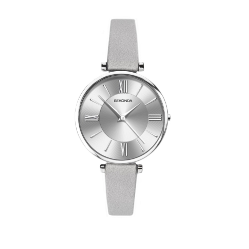 (特價品)SEKONDA 極簡優雅灰色仕女腕錶